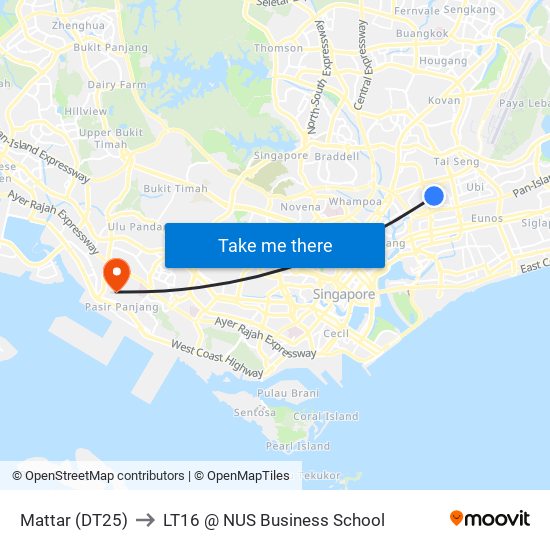 Mattar (DT25) to LT16 @ NUS Business School map