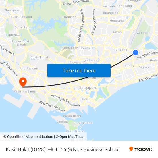 Kakit Bukit (DT28) to LT16 @ NUS Business School map