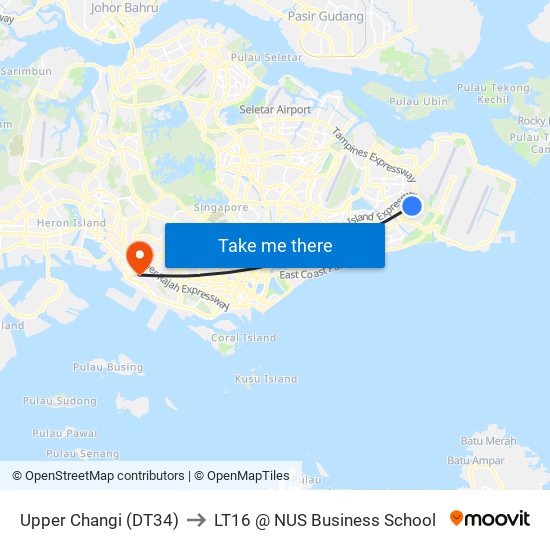Upper Changi (DT34) to LT16 @ NUS Business School map