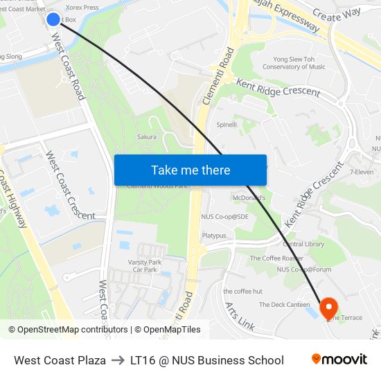 West Coast Plaza to LT16 @ NUS Business School map