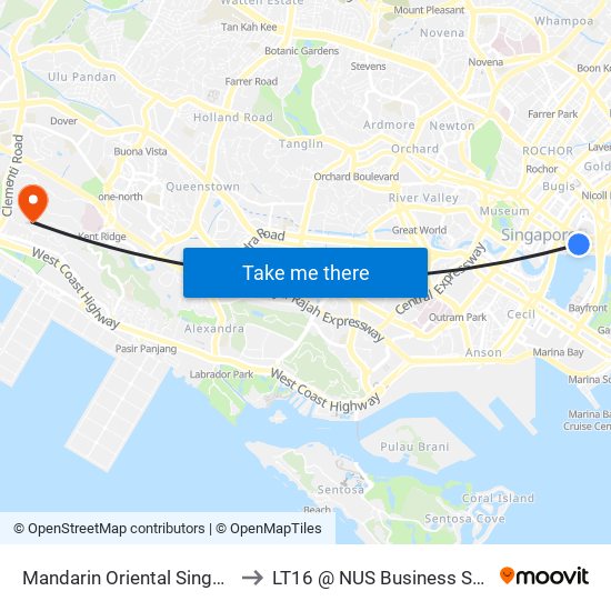 Mandarin Oriental Singapore to LT16 @ NUS Business School map