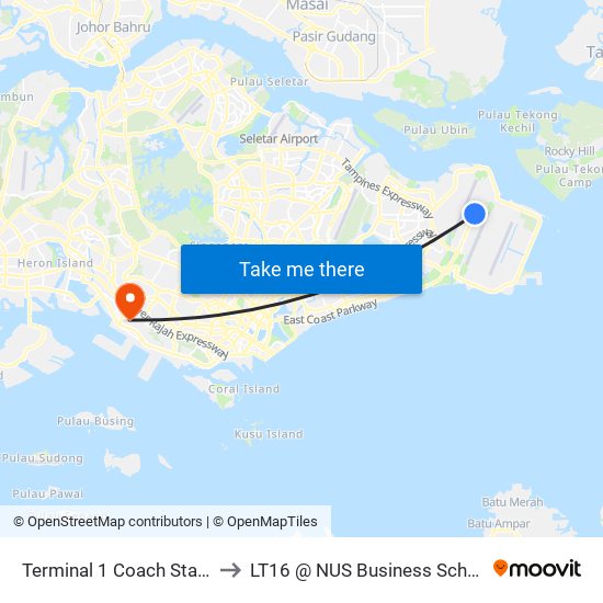 Terminal 1 Coach Stand to LT16 @ NUS Business School map