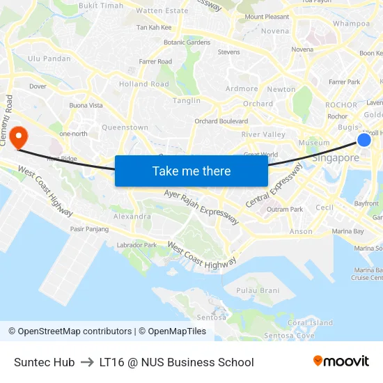 Suntec Hub to LT16 @ NUS Business School map