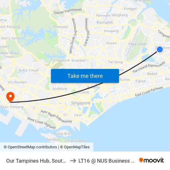 Our Tampines Hub, South Plaza to LT16 @ NUS Business School map