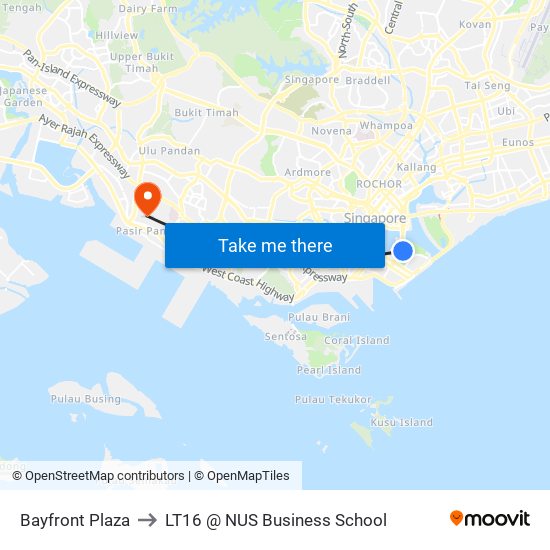 Bayfront Plaza to LT16 @ NUS Business School map