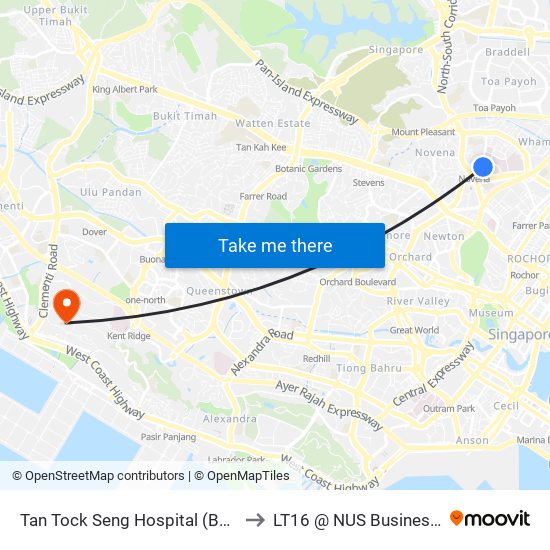 Tan Tock Seng Hospital (B2 Entrance) to LT16 @ NUS Business School map