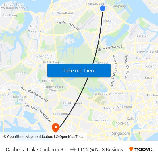 Canberra Link - Canberra Stn (58549) to LT16 @ NUS Business School map
