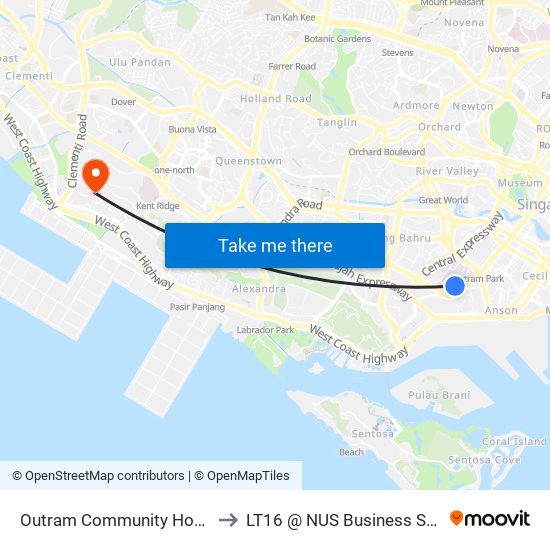 Outram Community Hospital to LT16 @ NUS Business School map