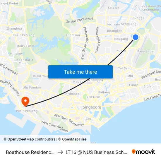 Boathouse Residences to LT16 @ NUS Business School map