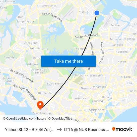 Yishun St 42 - Blk 467c (59819) to LT16 @ NUS Business School map