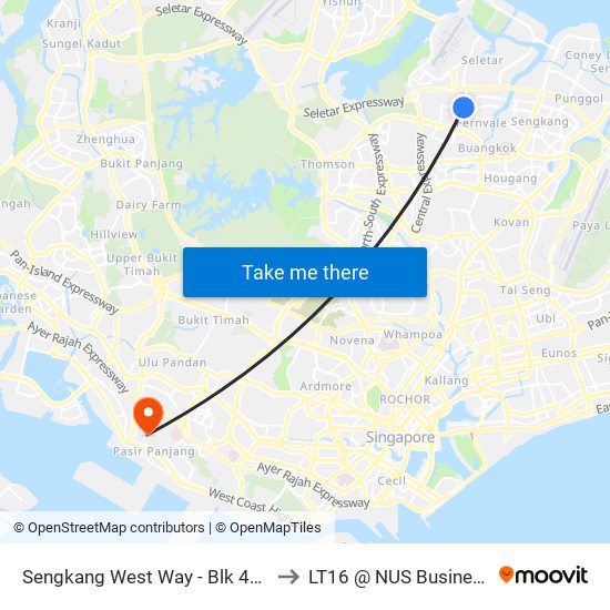 Sengkang West Way - Blk 461b (67999) to LT16 @ NUS Business School map