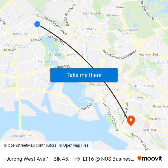 Jurong West Ave 1 - Blk 457 (28521) to LT16 @ NUS Business School map