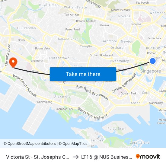Victoria St - St. Joseph's CH (01013) to LT16 @ NUS Business School map