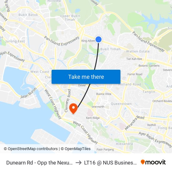 Dunearn Rd - Opp the Nexus (42039) to LT16 @ NUS Business School map