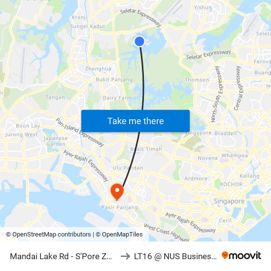 Mandai Lake Rd - S'Pore Zoo (48131) to LT16 @ NUS Business School map