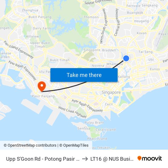 Upp S'Goon Rd - Potong Pasir Stn Exit C (60261) to LT16 @ NUS Business School map