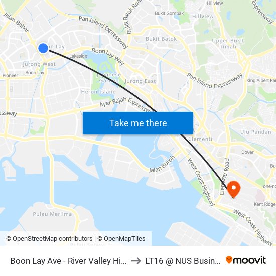 Boon Lay Ave - River Valley High Sch (21391) to LT16 @ NUS Business School map