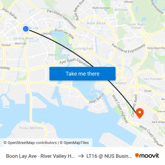 Boon Lay Ave - River Valley High Sch (21391) to LT16 @ NUS Business School map