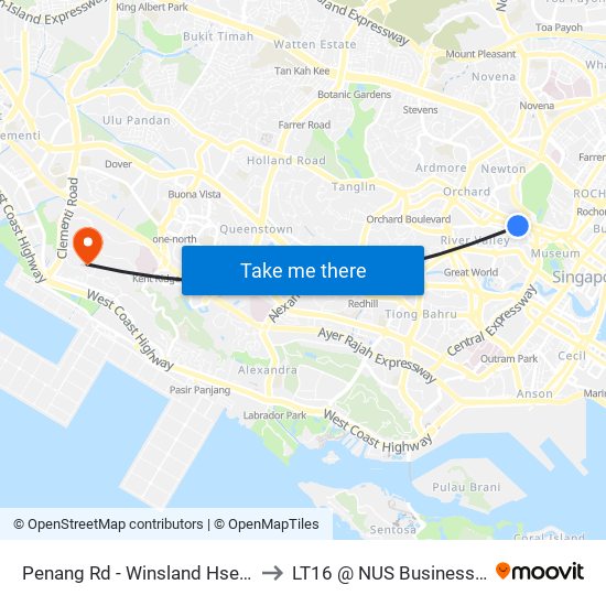 Penang Rd - Winsland Hse (08111) to LT16 @ NUS Business School map