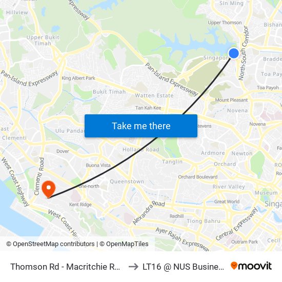 Thomson Rd - Macritchie Resvr (51071) to LT16 @ NUS Business School map