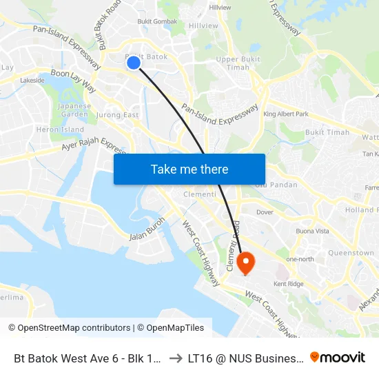 Bt Batok West Ave 6 - Blk 109 (43371) to LT16 @ NUS Business School map