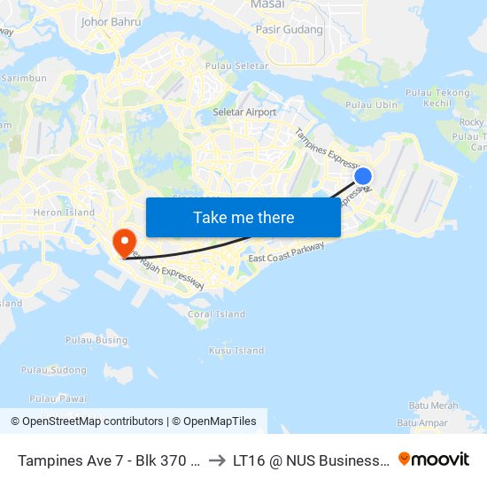 Tampines Ave 7 - Blk 370 (76249) to LT16 @ NUS Business School map