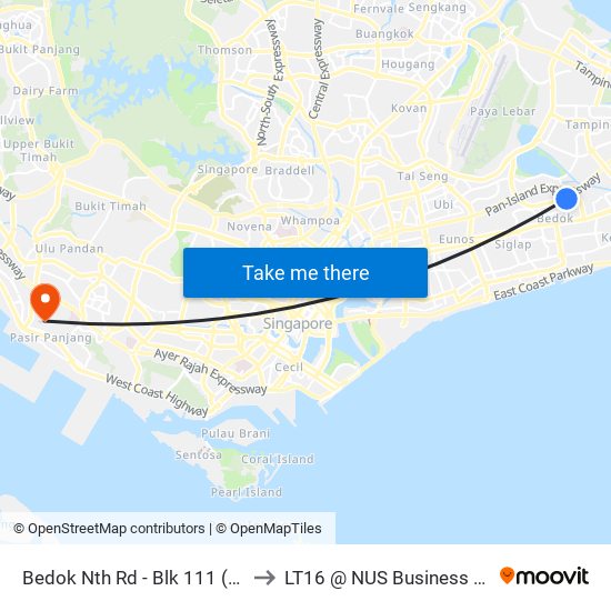 Bedok Nth Rd - Blk 111 (84229) to LT16 @ NUS Business School map