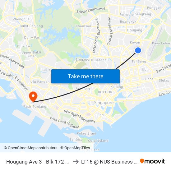 Hougang Ave 3 - Blk 172 (63109) to LT16 @ NUS Business School map
