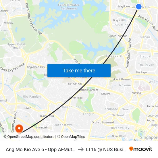 Ang Mo Kio Ave 6 - Opp Al-Muttaqin Mque (54031) to LT16 @ NUS Business School map