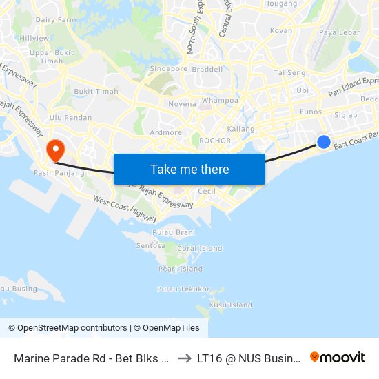 Marine Parade Rd - Bet Blks 72/74 (92059) to LT16 @ NUS Business School map