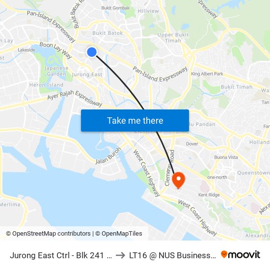 Jurong East Ctrl - Blk 241 (28621) to LT16 @ NUS Business School map