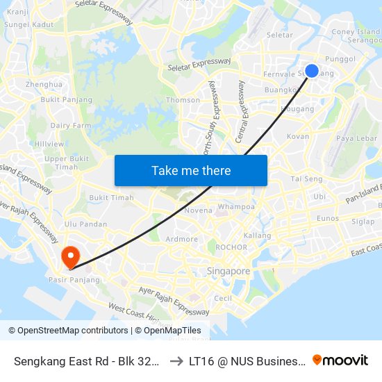 Sengkang East Rd - Blk 323b (67449) to LT16 @ NUS Business School map