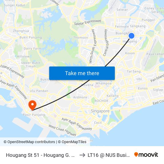 Hougang St 51 - Hougang G. Shop Mall (64441) to LT16 @ NUS Business School map