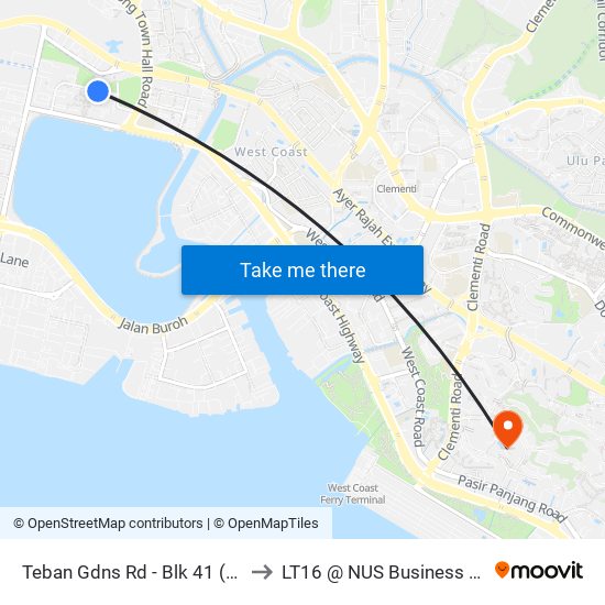 Teban Gdns Rd - Blk 41 (20211) to LT16 @ NUS Business School map