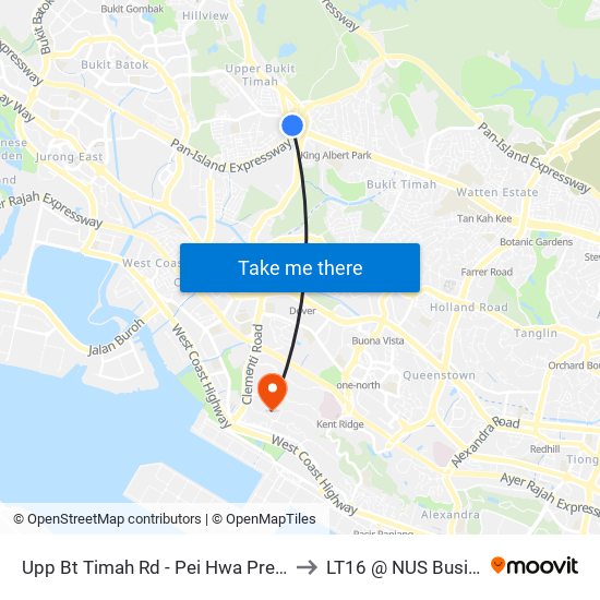 Upp Bt Timah Rd - Pei Hwa Presby Pr Sch (42071) to LT16 @ NUS Business School map