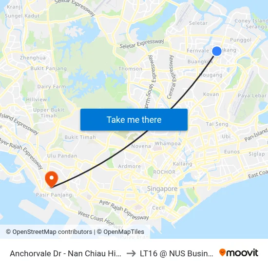 Anchorvale Dr - Nan Chiau High Sch (67359) to LT16 @ NUS Business School map