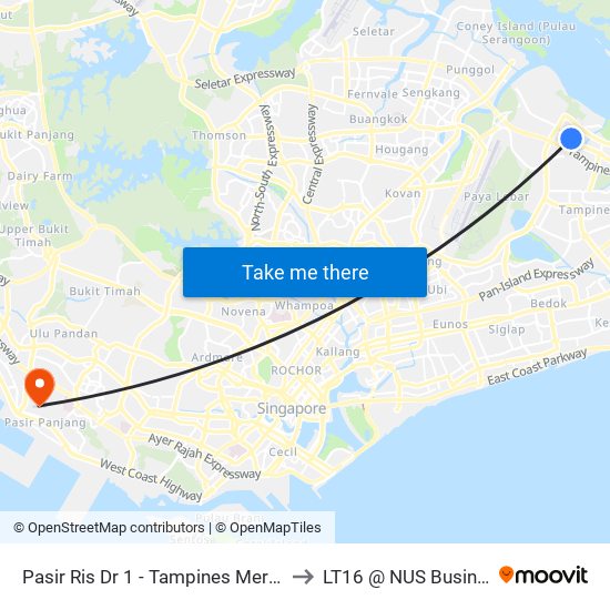 Pasir Ris Dr 1 - Tampines Meridian Jc (77231) to LT16 @ NUS Business School map