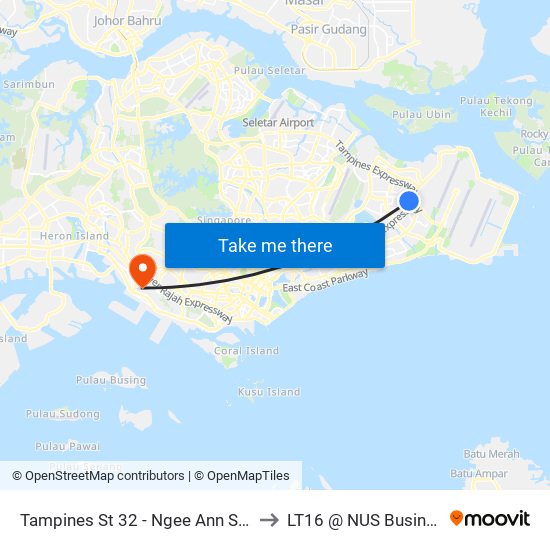 Tampines St 32 - Ngee Ann Sec Sch (76411) to LT16 @ NUS Business School map