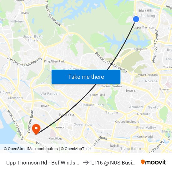 Upp Thomson Rd - Bef Windsor Pk Rd (53061) to LT16 @ NUS Business School map