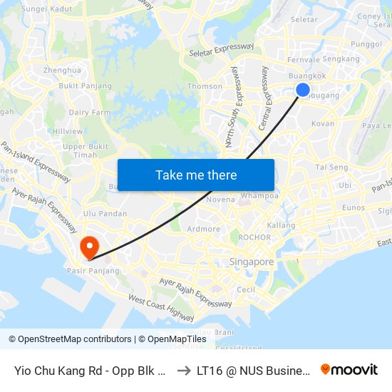 Yio Chu Kang Rd - Opp Blk 953 (64111) to LT16 @ NUS Business School map