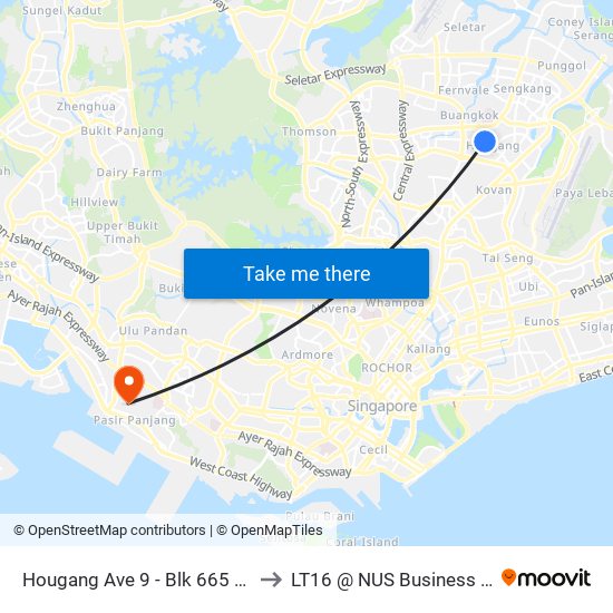 Hougang Ave 9 - Blk 665 (64479) to LT16 @ NUS Business School map