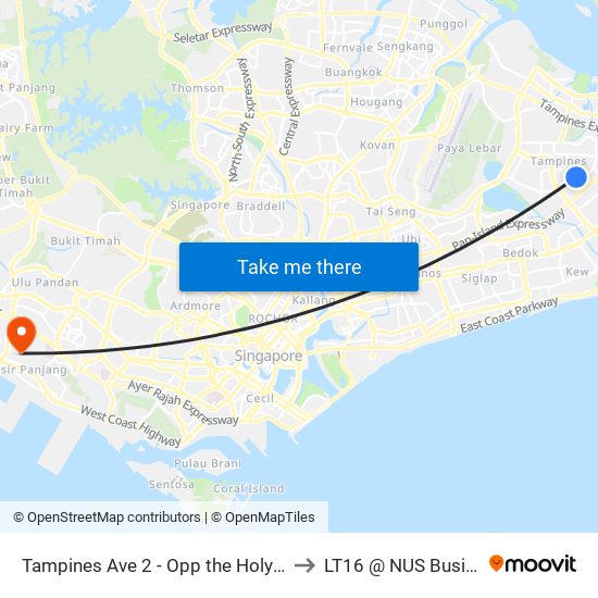 Tampines Ave 2 - Opp the Holy Trinity CH (76081) to LT16 @ NUS Business School map