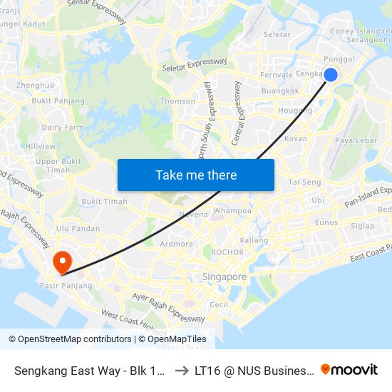 Sengkang East Way - Blk 128 (67119) to LT16 @ NUS Business School map