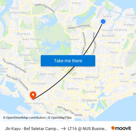 Jln Kayu - Bef Seletar Camp G (68111) to LT16 @ NUS Business School map