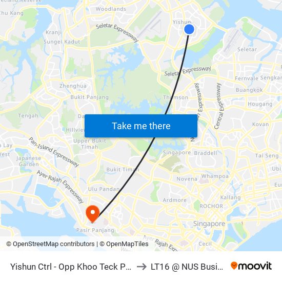 Yishun Ctrl - Opp Khoo Teck Puat Hosp (59349) to LT16 @ NUS Business School map