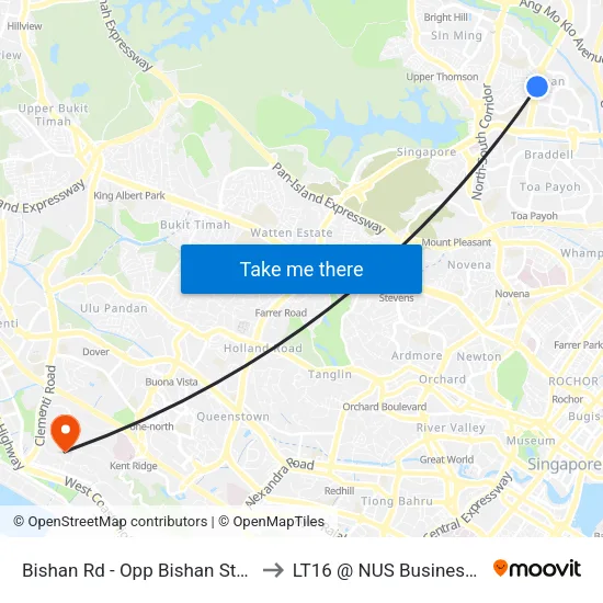 Bishan Rd - Opp Bishan Stn (53239) to LT16 @ NUS Business School map