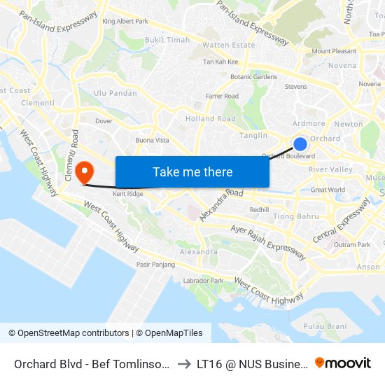 Orchard Blvd - Bef Tomlinson Rd (09121) to LT16 @ NUS Business School map