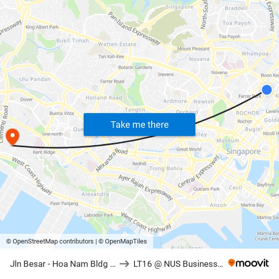 Jln Besar - Hoa Nam Bldg (07329) to LT16 @ NUS Business School map