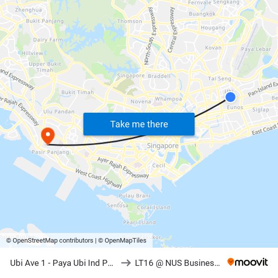 Ubi Ave 1 - Paya Ubi Ind Pk (71201) to LT16 @ NUS Business School map