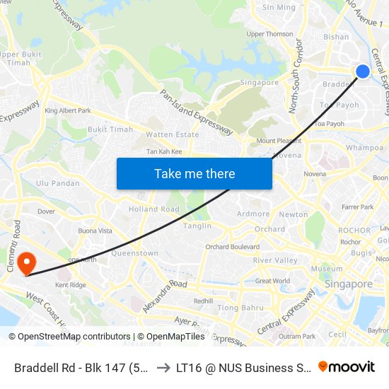 Braddell Rd - Blk 147 (52051) to LT16 @ NUS Business School map